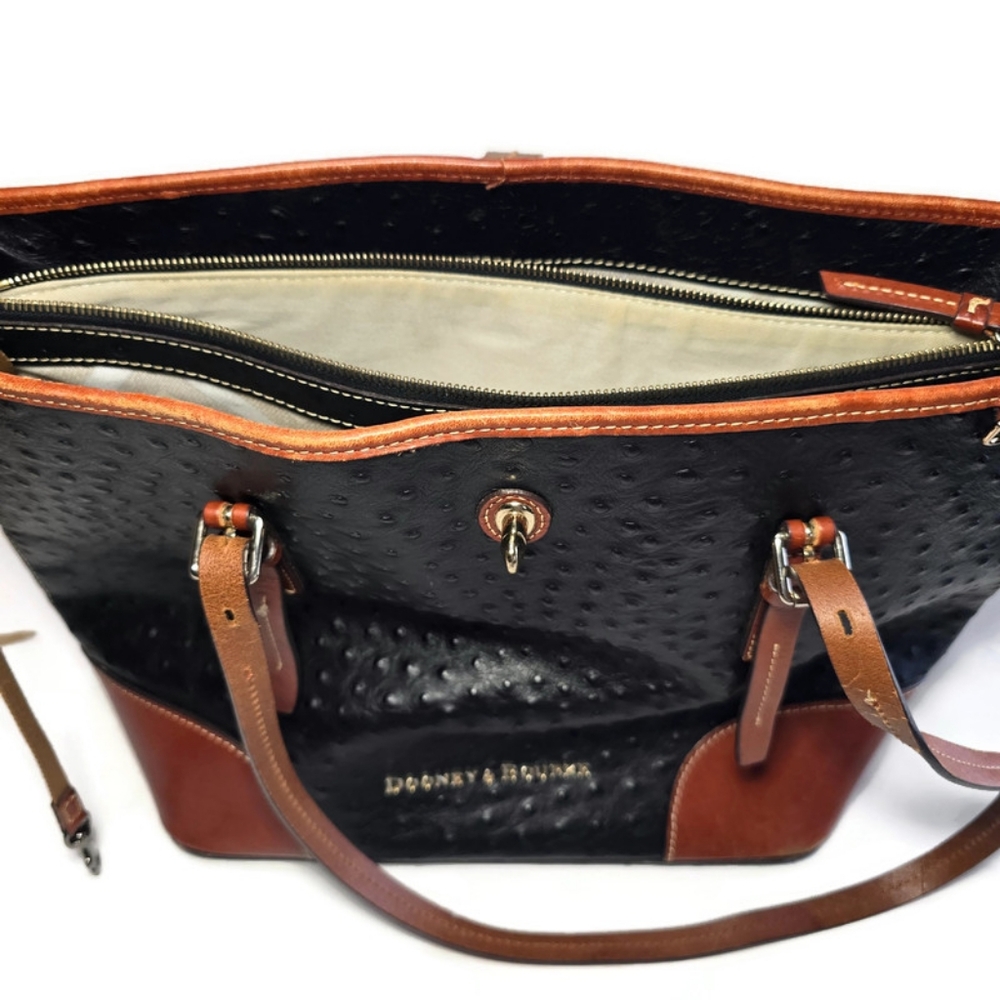 Dooney & Bourke Claremont Dover Black Ostrish Large Tote Bag Purse - Picture 7 of 16